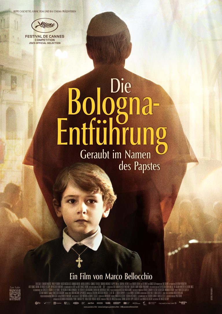 Auf dem Filmplakat sieht man den kleinen Edgardo – und im Hintergrund einen katholischen Priester.